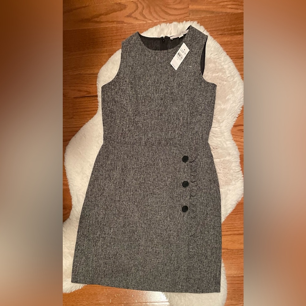 Grey tweed work dress by LOFT
